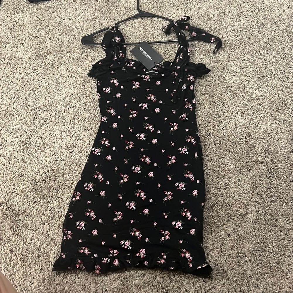 Black flower pretty little thing dress